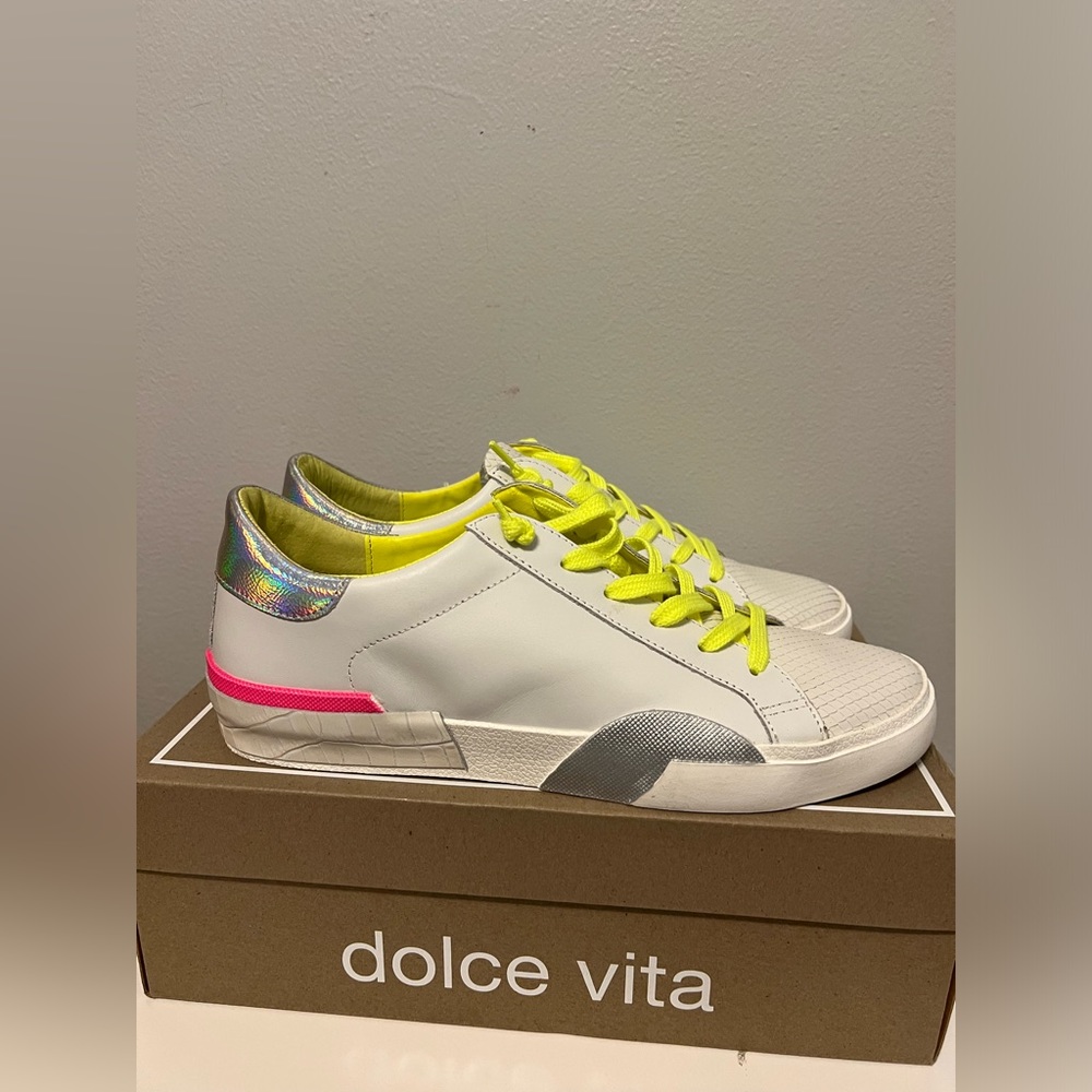 Dolce Vita Leather Lace-up Sneakers - Zina - Neon Multi - 11